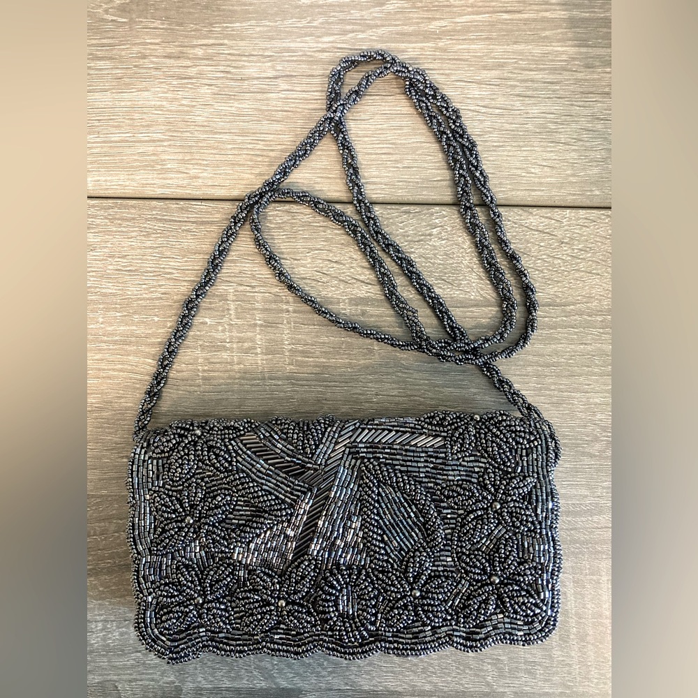 Pewter beaded evening bag